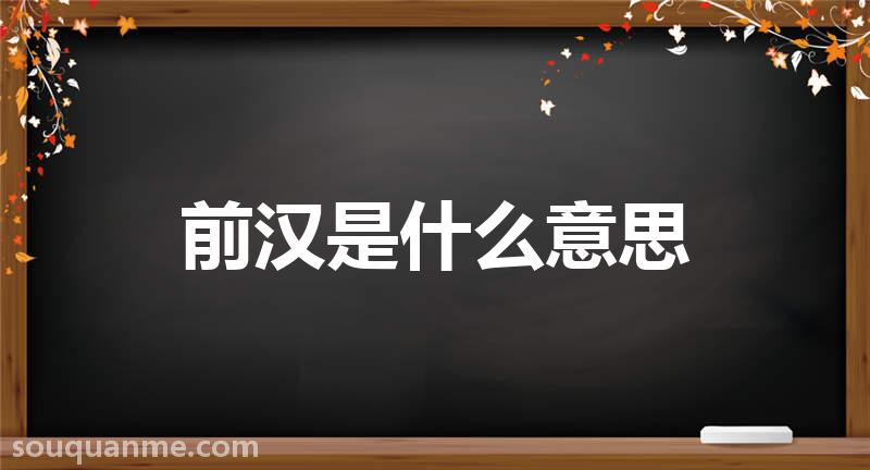 前汉是什么意思 前汉的读音拼音 前汉的词语解释